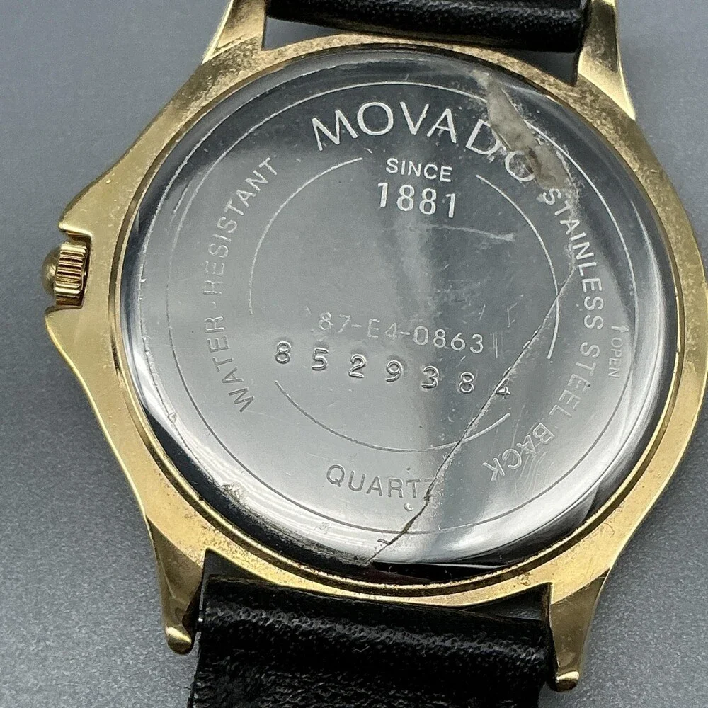 Movado Museum Womens Watch 31mm Black Dial Gold Tone 87-E41-0863 New Battery